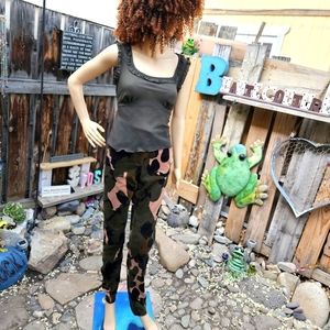 Diane von Furstenberg camo corduroy skinny jeans